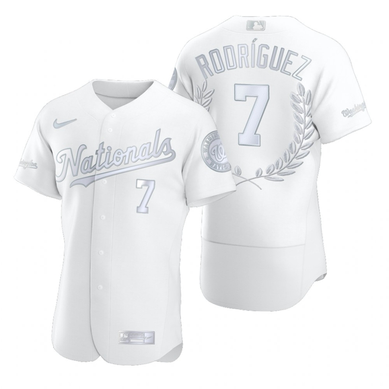 Washington Nationals 7 Ivan Rodriguez Men Nike Platinum MLB MVP Limited Player Edition Jersey